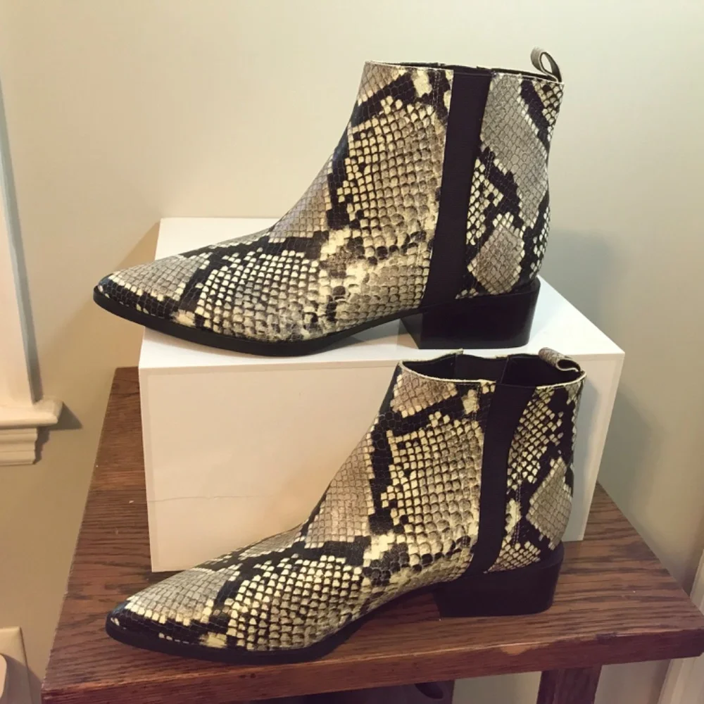 Marc Fisher Snakeskin print Vivica block heel boots